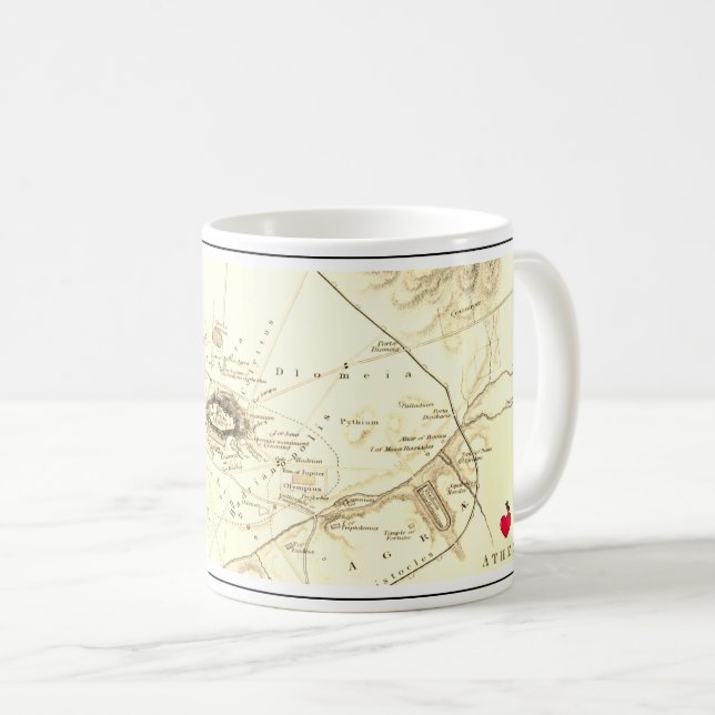 Caneca De Café Mapa de Atenas antiga, piscina (Frente Esquerda)