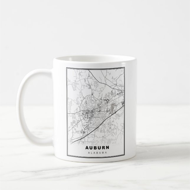Caneca De Café Mapa de Auburn (Esquerda)