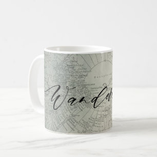 Caneca De Café Mapa de Aventura com Efeito Ombre em Azul Teal e A