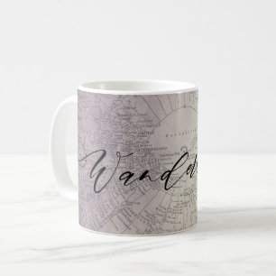 Caneca De Café Mapa de Aventura com Efeito Ombre Roxo Watercolor 