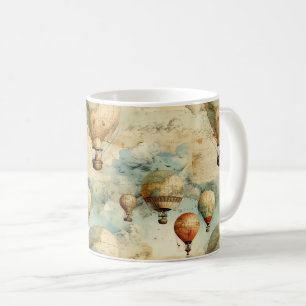 Caneca De Café Mapa de Balão de Ar Quente Colorido Caprichoso