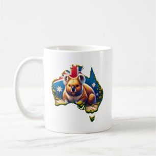 Caneca De Café Mapa de bandeira do Urso Koala, na Austrália