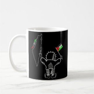 Caneca De Café Mapa De Bandeiras Da Palestina E Handala