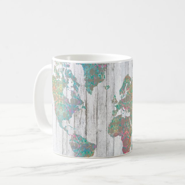 Caneca De Café Mapa de Boho II (Frente Esquerda)