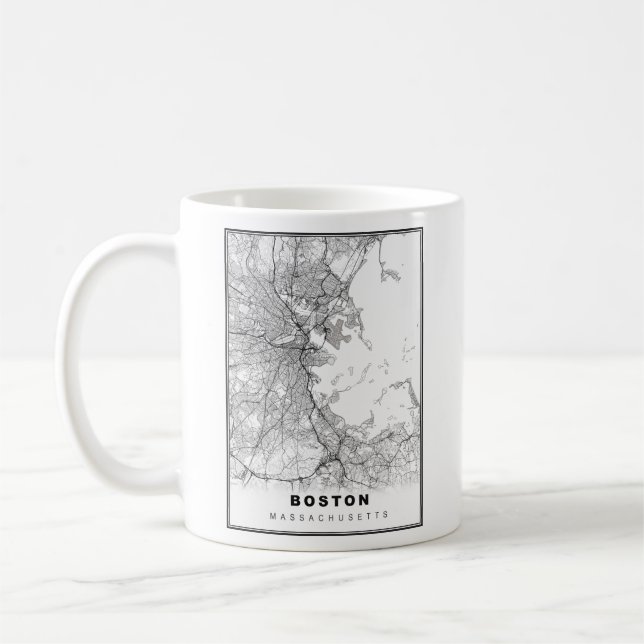 Caneca De Café Mapa de Boston (Esquerda)
