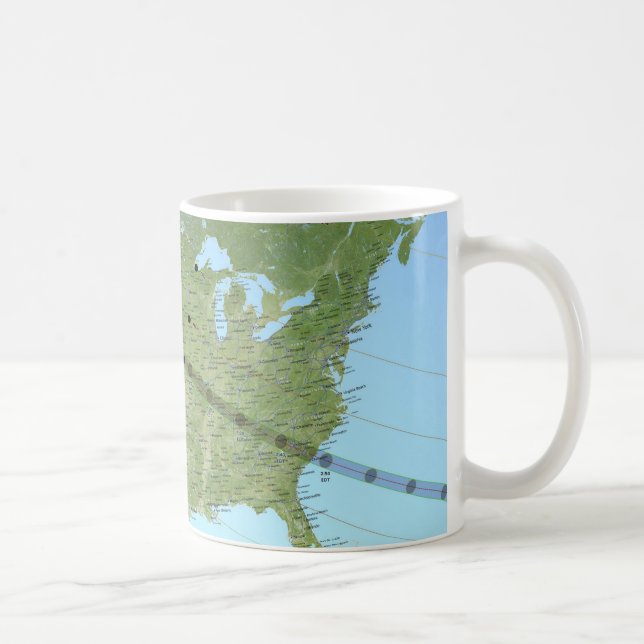 Caneca De Café Mapa de Caminho do Eclipse Solar Total 2017 (Direita)