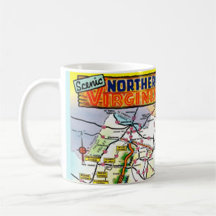 Caneca De Café Mapa de cartão-postal antigo da Virgínia