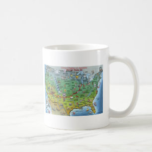 Caneca De Café Mapa de Cartoons da Rota 66 Histórica