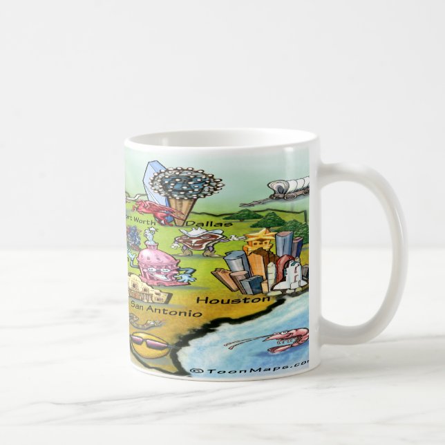 Caneca De Café Mapa de Cartoons do Texas (Direita)