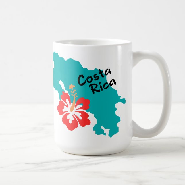 Caneca De Café Mapa de Costa Rica com hibiscus (Direita)
