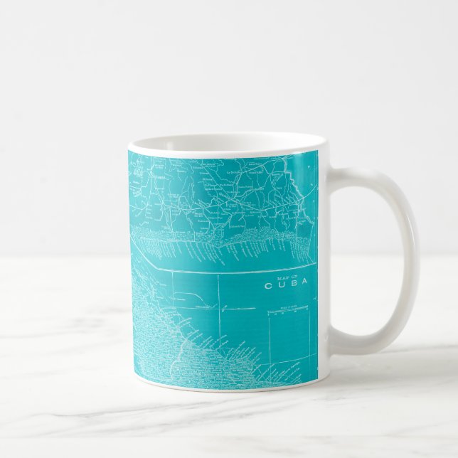 Caneca De Café Mapa de Cuba Azul (Direita)