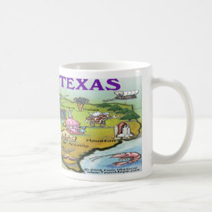 Caneca De Café Mapa de desenho animado do TEXAS