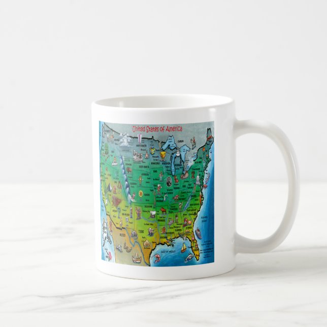 Caneca De Café Mapa de desenhos animados dos EUA (Direita)