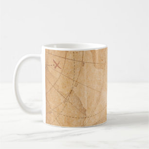 Caneca De Café mapa de fundo do tesouro de piratas envelhecidas,t