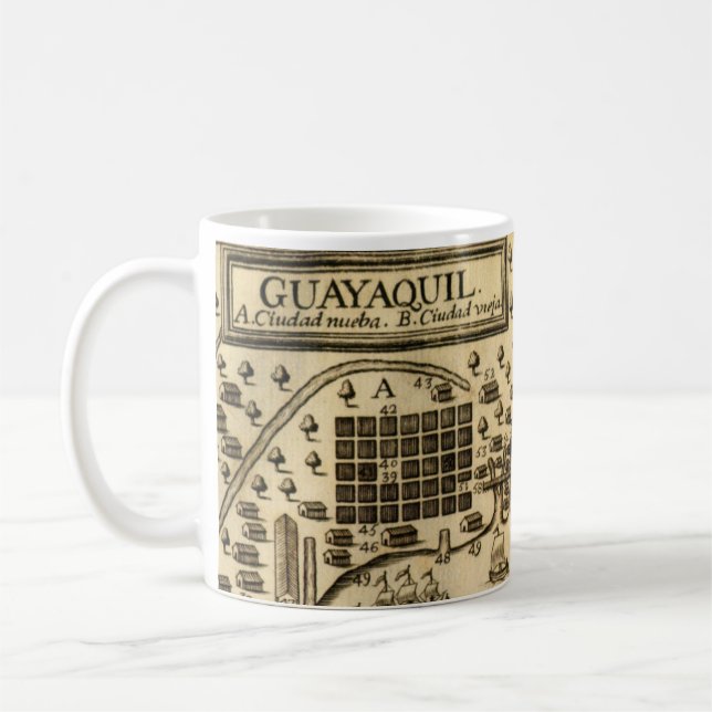 Caneca De Café Mapa de Guayaquil, Equador (1741) Coffee Mug (Esquerda)