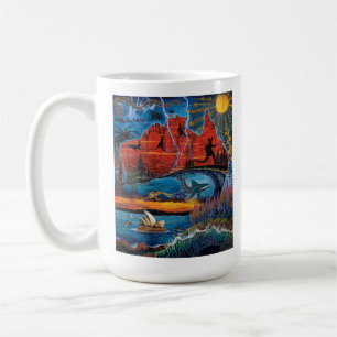 Caneca De Café Mapa de Ícones e Marcos Vibrantes da Austrália