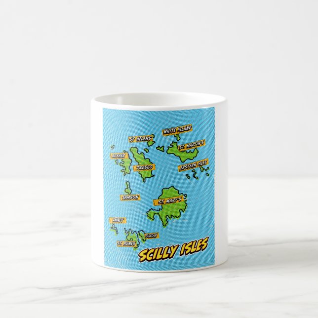 Caneca De Café Mapa de Isles de pop Art Ilustrado (Centro)
