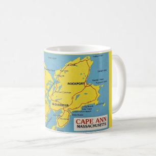 Caneca De Café Mapa de Massachusetts de Cape Ann