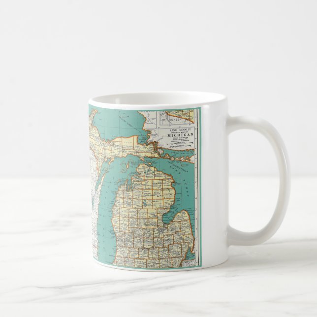 Caneca De Café Mapa de Michigan do vintage (Direita)