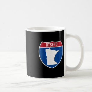 Caneca De Café Mapa de Otsego Minnesota Sinal de Estrada Intermun