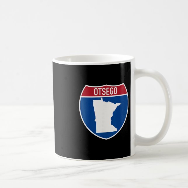 Caneca De Café Mapa de Otsego Minnesota Sinal de Estrada Intermun (Direita)