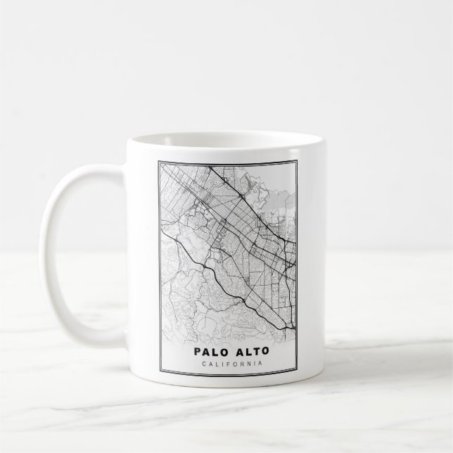 Caneca De Café Mapa de Palo Alto (Esquerda)