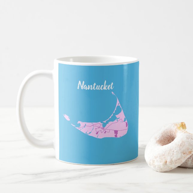 Caneca De Café Mapa de Pintura da Ilha Nantucket (Com Donut)