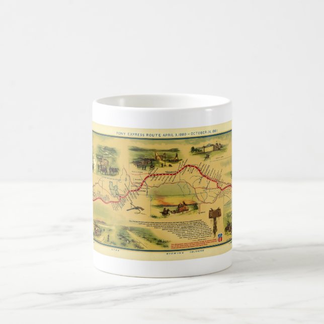 Caneca De Café Mapa de Pony Express por William Henry Jackson (Centro)