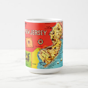 Caneca De Café Mapa de Praias de Nova Jersey