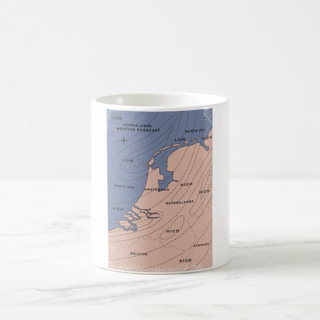 Caneca De Café mapa de previsão do tempo dos Países Baixos (Centro)