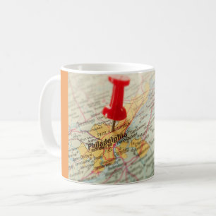 Caneca De Café Mapa de Pushpin de Philadelphia