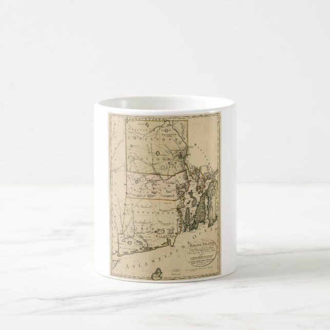 Caneca De Café Mapa de Rhode Island de Carl Ernst Bohn (1797) (Centro)