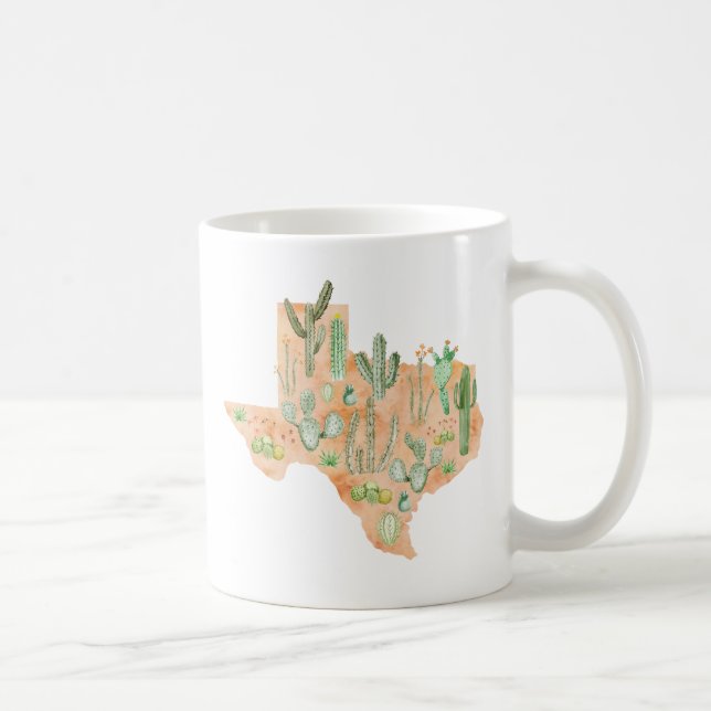 Caneca De Café Mapa de Serveleiras do Texas Cactos Cactus (Direita)