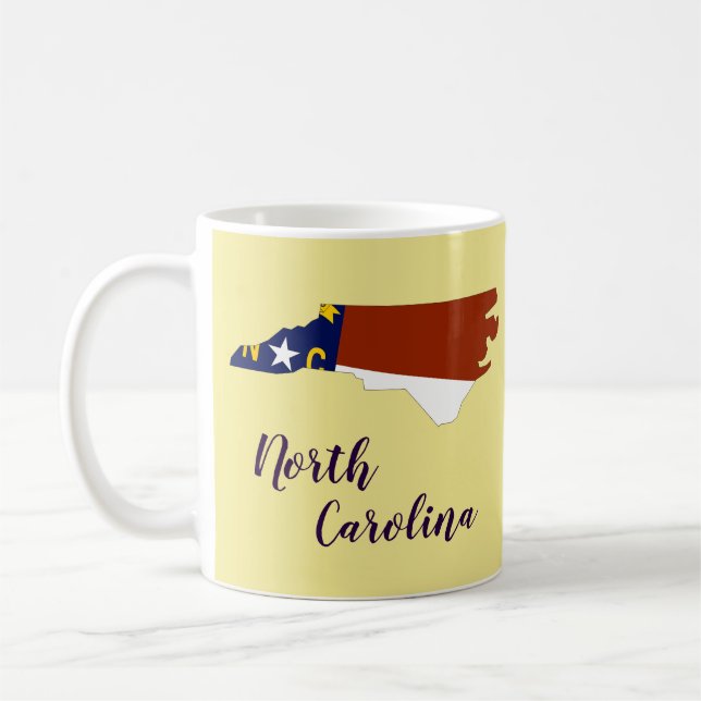Caneca De Café Mapa de Sinalizador do Estado da Carolina do Norte (Esquerda)