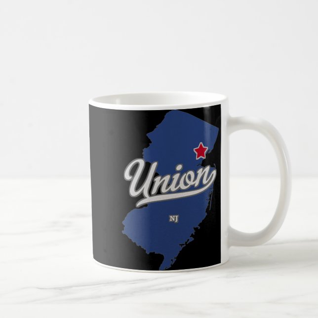 Caneca De Café Mapa de Union Nova Jersey Nj (Direita)