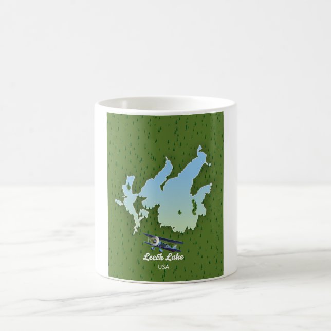 Caneca De Café Mapa de viagem do lago Leech (Centro)