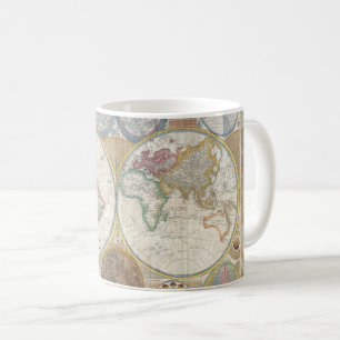 Caneca De Café Mapa de Viagem Mundial Geografia Antiga Vintage