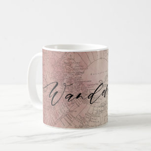Caneca De Café Mapa de Viagem Vintage aquarela com efeito Ombre V