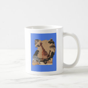 Caneca De Café Mapa de Vida Selvagem de Uganda Impressão de Arte