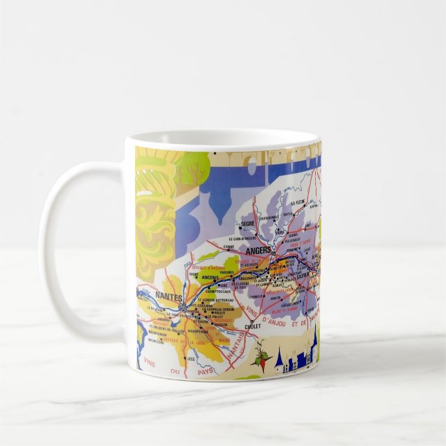 Caneca De Café Mapa de Vinhos do Vale do Loire  (Esquerda)