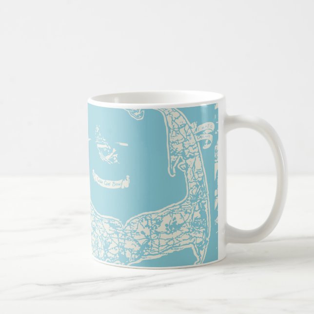 Caneca De Café Mapa de Vintage Cape Cod (Direita)