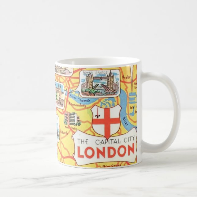 Caneca De Café Mapa divertido da London England Mug (Direita)