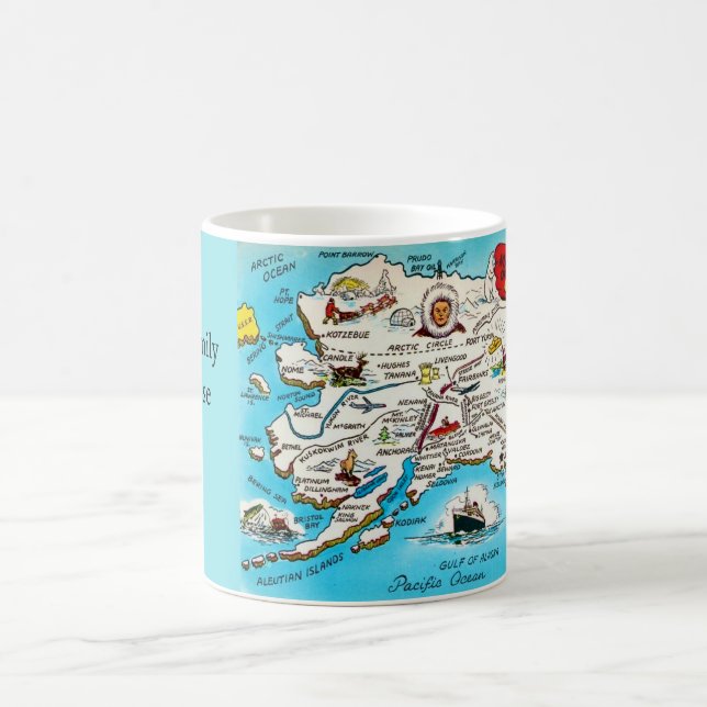 Caneca De Café Mapa do Alasca & cartão postal dos EUA (Centro)