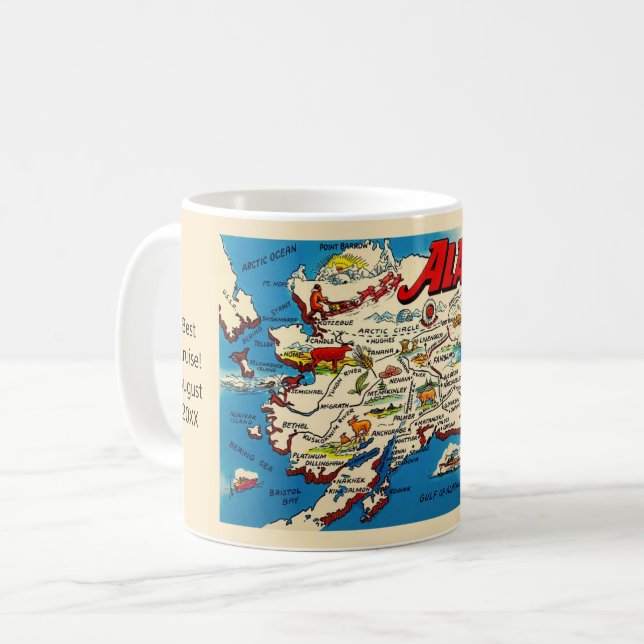 Caneca De Café Mapa do Alaska - Mug Personalizado (Frente Esquerda)