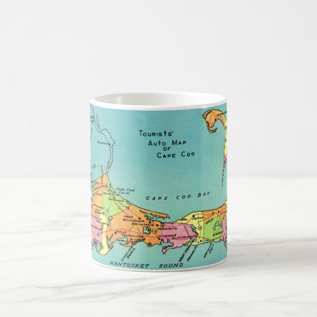 Caneca De Café Mapa do Antigo Cabo Cod (Centro)
