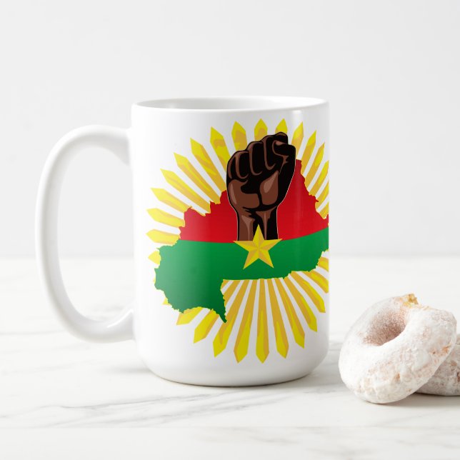 Caneca De Café Mapa do Burkina Faso, Bandeira e Resistência à Rev (Com Donut)