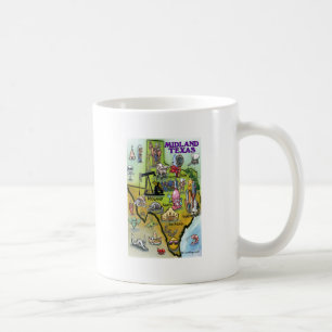Caneca De Café Mapa do Cartoon do Texas Midland