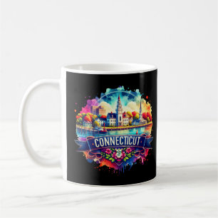 Caneca De Café Mapa do Estado Americano - Mapa do Connecticut USA