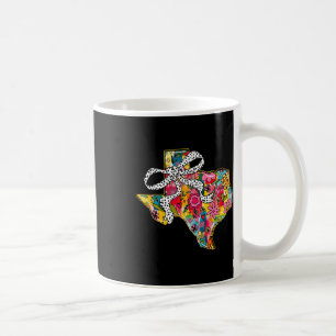 Caneca De Café Mapa do Estado do Texas Feminino Floral Laço Coque