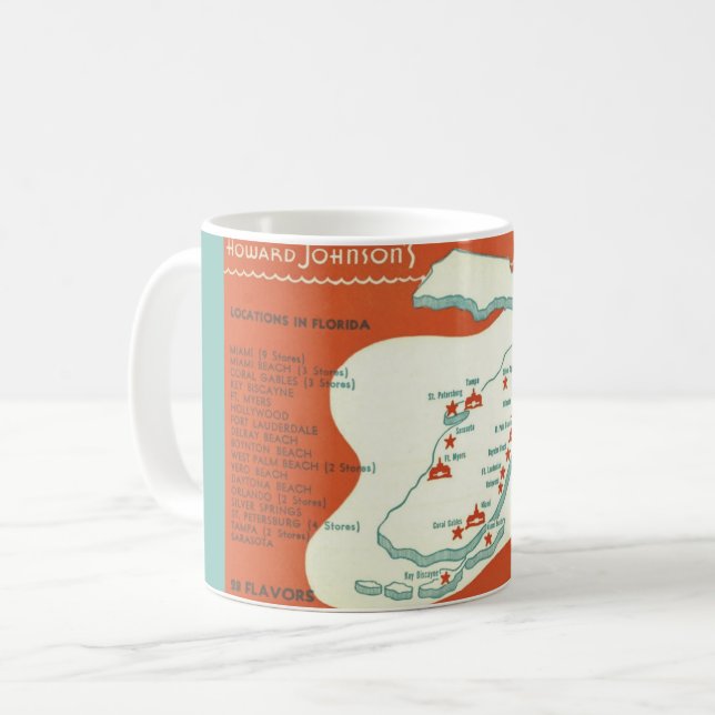 Caneca De Café Mapa do Howard Johnson's da Flórida em cartão post (Frente Esquerda)